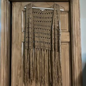 Crochet fringe vest size s
